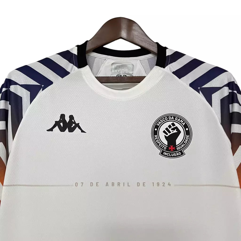 Camisa Vasco Pré-Jogo 24/25 Torcedor Kappa Masculina - Branca