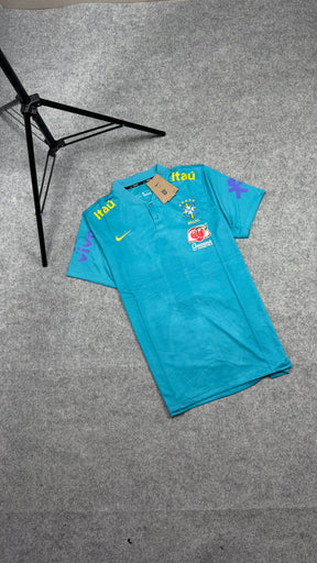 Camisa do Brasil Polo Azul Claro Pré-jogo Masculina